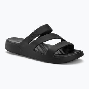 Crocs Getaway Riemchen Pantoletten für Frauen schwarz