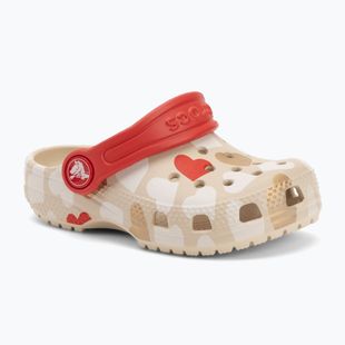 Crocs Classic Heart Print Clog Sandstein Kinder-Flip-Flops