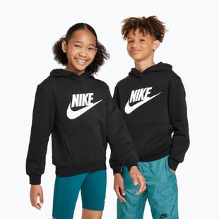 Kinder Nike Club Fleece Hoodie schwarz/weiss