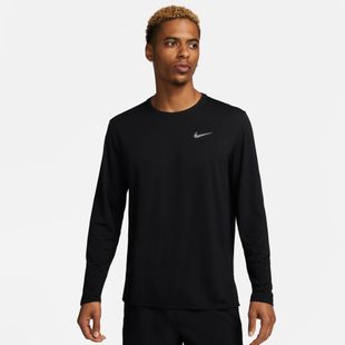 Herren Nike Miler Dri-Fit UV schwarzes Lauf-Langarmshirt