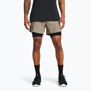 Shorts Herren Under Armour Peak Woven 2in1 timberwolf taupe/black/black
