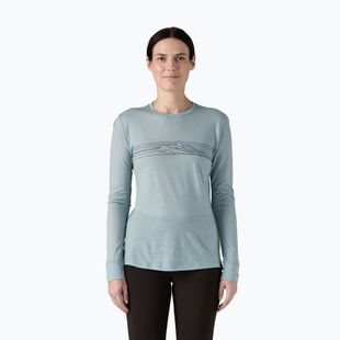 Patagonia Cap Cool Merino Blend Graphic Stripe Longsleeve für Damen: thermal blue