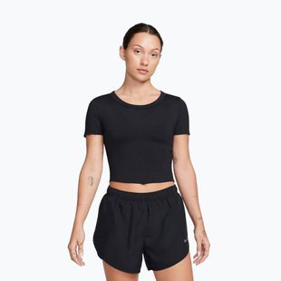 Damen Trainings-T-Shirt Nike One Fitted Dri-Fit Cropped Top schwarz
