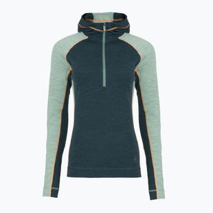 Thermoaktiver Hoodie Damen Smartwool Classic Thermal Merino Base Layer 1/2 Zip Hoodie Boxed twilight/arctic green