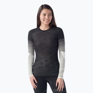 Damen-Thermoaktivshirt Smartwool Intraknit Thermal Merino Base Layer Pattern Crew black