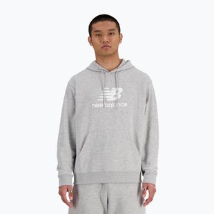 Herren New Balance Stacked Logo French Terry Hoodie sportlich grau