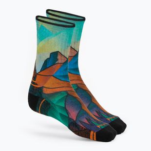 Socken Damen Smartwool Hike Targeted Cushion Mountain Prism Print Crew orange rust