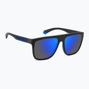 Polaroid PLD 2162/S mattschwarz blau/blau verspiegelt polarisierte Herren-Sonnenbrille