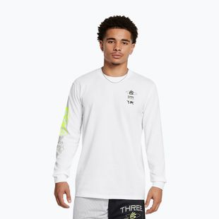 Longsleeve Herren Under Armour Curry Verbiage Heavyweight white/high vis yellow/black