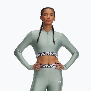 Trainingstop Damen Under Armour Heat Gear Rib 1/4 Zip silica green/silica green/white