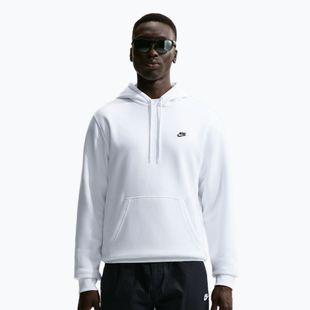 Herrenpullover Nike Club Pullover Hoodie white/white/black