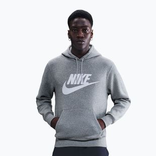 Herren Nike Club Pullover Hoodie dark grey heather/light smoke grey/white