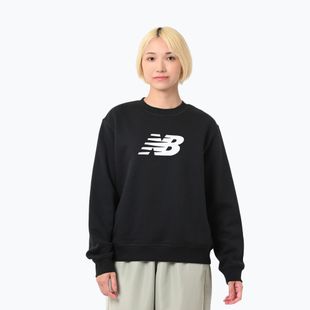 Damen New Balance Sport Fleece Logo Crew Sweatshirt schwarz