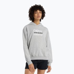 Damen New Balance Sport Grafik French Terry Hoodie sportlich grau