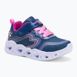 Kinderschuhe SKECHERS Heart Lights Retro Hearts navy leather/multi trim