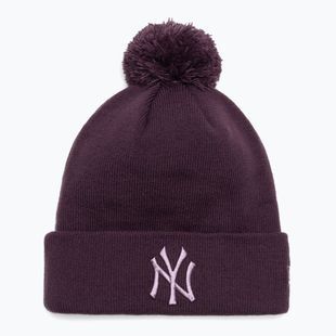 Basecap Damen New Era Metallic Bobble Knit Beanie New York Yankees dark purple
