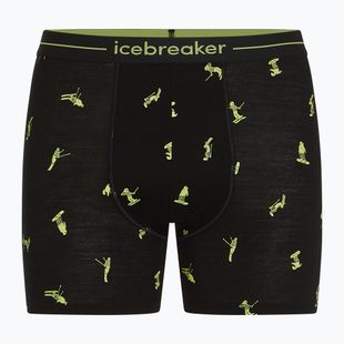 Thermoaktive Boxershorts Herren icebreaker Anatomica Snow Day black/peridot/aop
