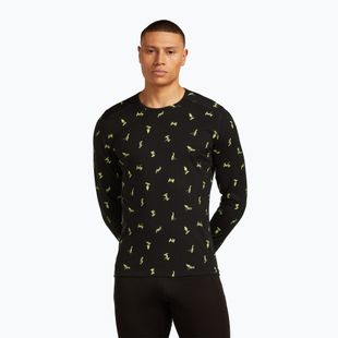 Herren Thermoaktivshirt icebreaker Merino 200 Oasis Crewe Snow Day black/peridot/aop