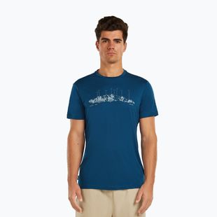 Herren T-Shirt icebreaker Merino 150 Tech Lite The Peaks atlantis