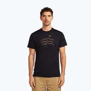 Herren T-Shirt icebreaker Merino 125 Cool-Lite Sphere Tee Across The Peaks black
