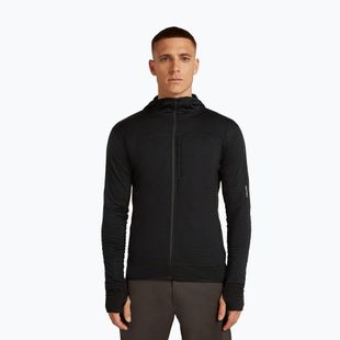 Herren-Trekkingsweatshirt Icebreaker Merino 300 Realfleece Descender Zip Hoodie black