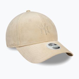 Damen New Era Diamante Velour 9Forty New York Yankees Baseballkappe hellbeige