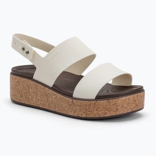 Crocs Brooklyn Cork Low Wedge Damen Kreide Sandalen
