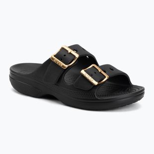 Damen-Pantoletten Crocs Saturday Metallic Buckle black