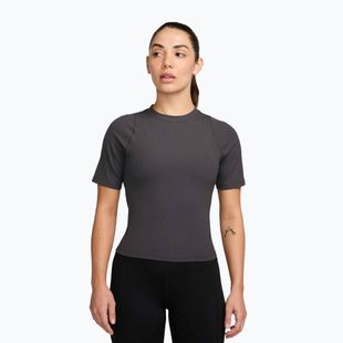 Damen-T-Shirt Nike Zenvy Rib Dri-Fit thunder grey/white