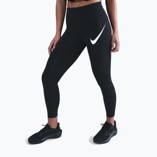 Damen-Laufleggings Nike Tempo Swoosh Run High-Waisted 7/8 black/white