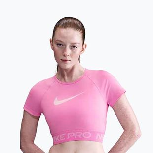 Nike Pro Dri-Fit Grafik Cropped verspieltes rosa/rosa Schaumstoff/weißes Damen Trainingstop