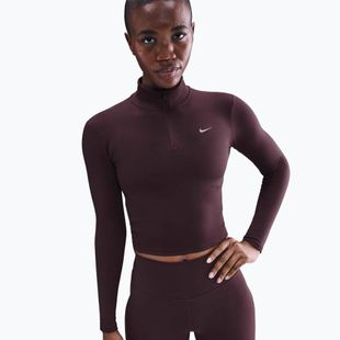 Damen-T-Shirt Nike One Fitted Dri-Fit 1/4 Zip Mid Layer burgundy crush/white