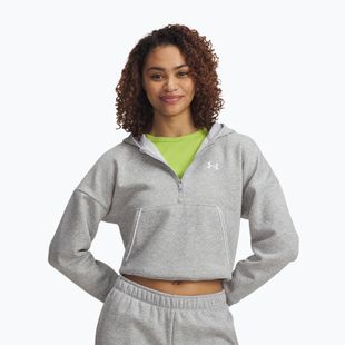 Hoodie Sweatshirt Damen Under Armour Rival Fleece Piped HZ Hoodie mod gray light heather/white