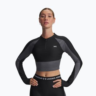 Trainings Longsleeve Damen Under Armour HeatGear Rib 1/4 Zip black/castlerock/white