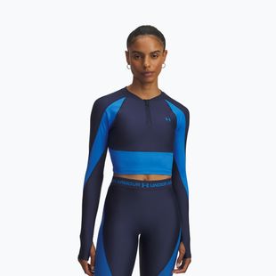 Trainings Longsleeve Damen Under Armour HeatGear Rib 1/4 Zip washed navy/blue atlantis/blue atlantis