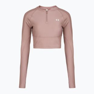 Trainings Longsleeve Damen Under Armour HeatGear Rib 1/4 Zip tourmaline pink/tourmaline pink/white