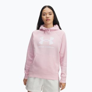Hoodie Sweatshirt Damen Under Armour Rival Fleece Big Logo Hoody prime pink/white