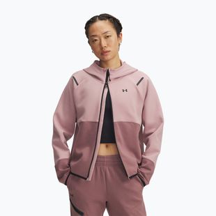 Damen-Sweatshirt Under Armour Unstoppable Fleece HZ tourmaline pink/maroon mist/black
