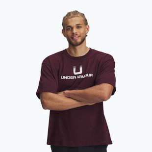 Shirt Herren Under Armour Logo Heayweight dark maroon/white