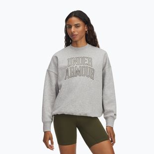 Hoodie Sweatshirt Damen Under Armour Rival Fleece Varsity Crew halo gray light heather/expedition green