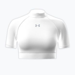 Damen Trainingsshirt Under Armour HeatGear Crop Mock white/halo gray