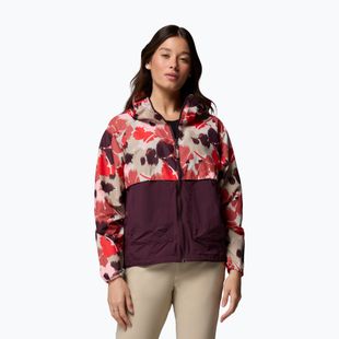 Damen-Windjacke Columbia Spire Valley Printed Windbreaker washed red ikatbloom print/moonvista