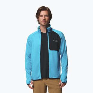 Herren Trekking-Sweatshirt Columbia Triple Canyon Grid Fleece Full Zip II compass blue heather/black
