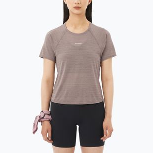 Damen-Laufshirt Salomon Shakeout Air Cropp iron