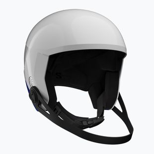Kinder-Skihelm Salomon Equipe Fis + Chinguard Jr white/race blue