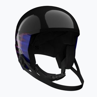 Kinder-Skihelm Salomon Equipe Fis + Chinguard Jr black/flames