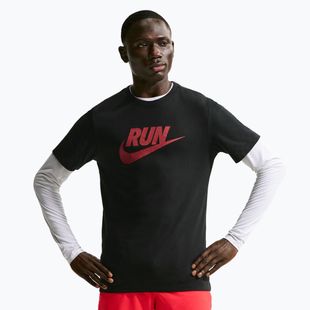 Herren-Laufshirt Nike Dri-Fit Running Black/Team Crimson