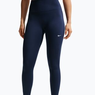 Damen-Leggings Nike One Seamless Front High-Waisted midnight navy/white