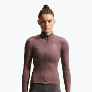 Damen-Trainingssweatshirt Nike One Fitted Dri-Fit Full-Zip burgundy tattoo/white