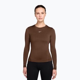 Damen-Trainingslangarmshirt Nike One Fitted cacao wow/white